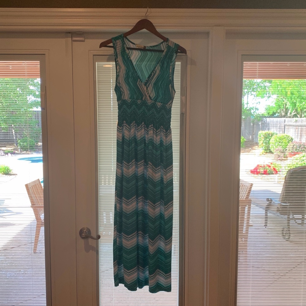 Green & White Maxi Dress